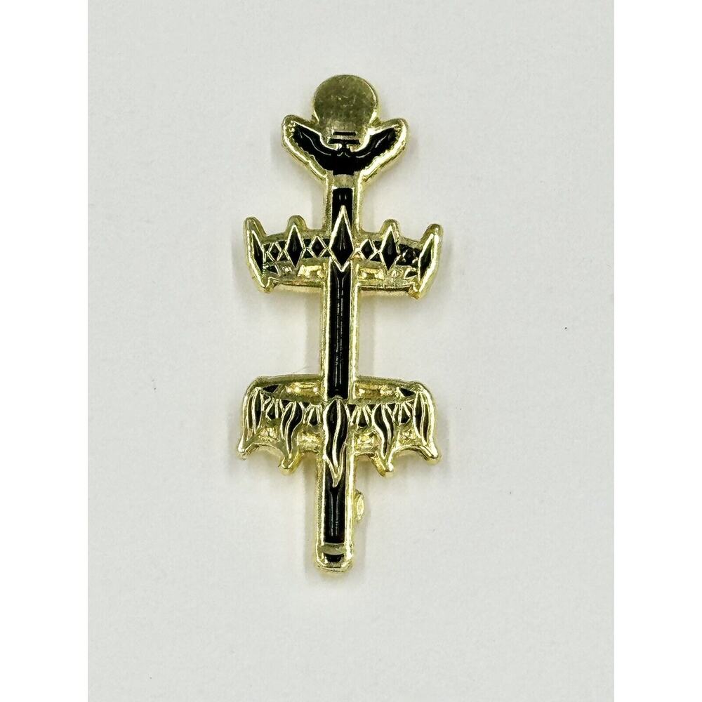 Gold‎ Colored Sword Going Through 2 Crowns Lapel Pin Brooch